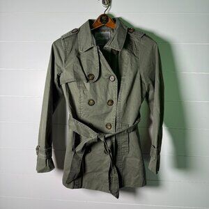 2Sable Olive/Army Green Belted Pea Coat Jacket Size Small